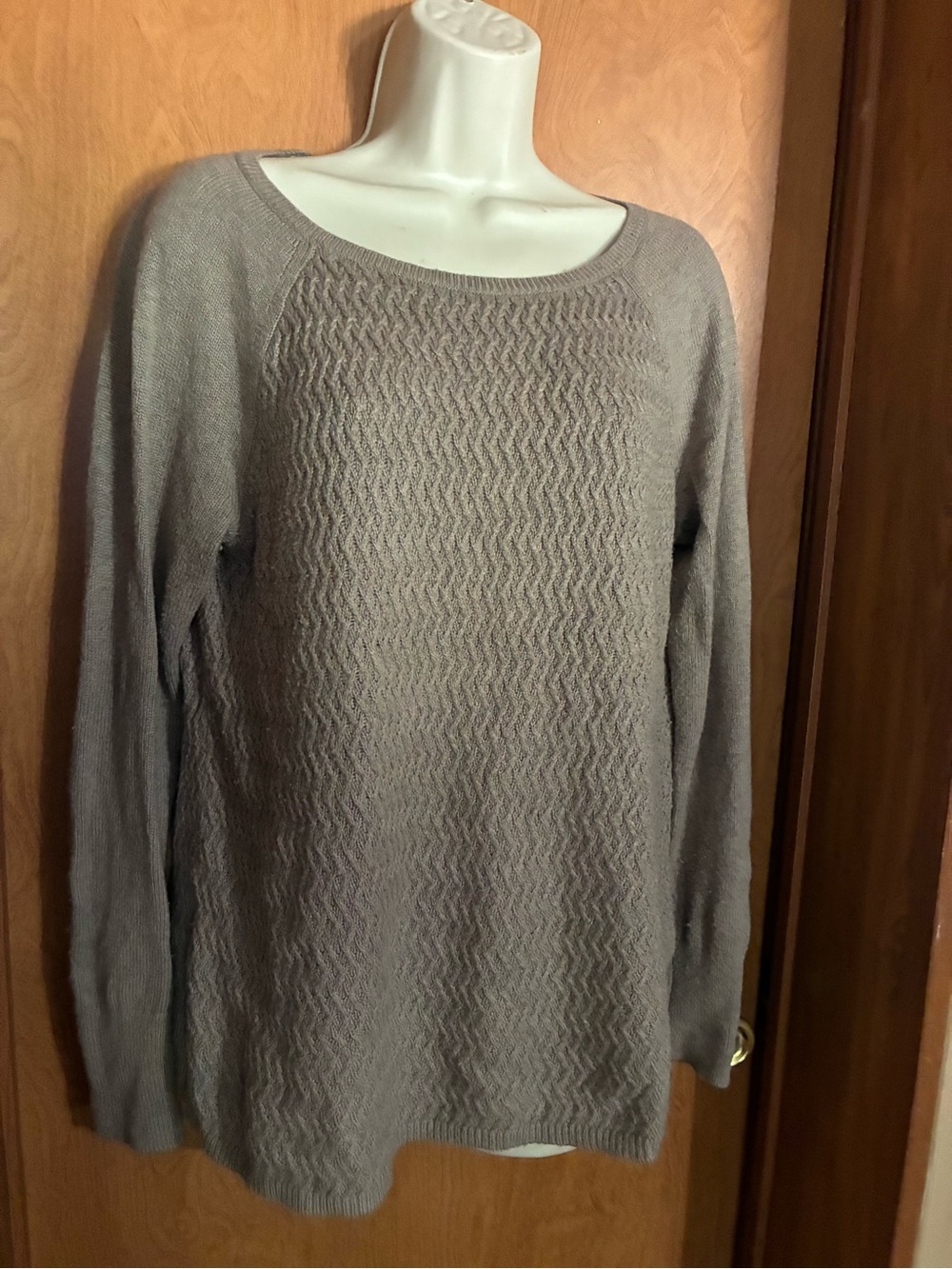 Women’s Taupe Knit Sweater - Lightweight Long Sleeve